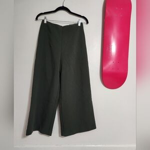 Dark Green Wide-Leg Pants